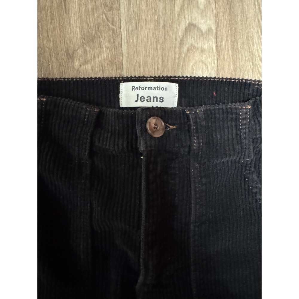 Reformation Jeans Daphne Black Corduroy High Rise Wide Leg Pants Size 23 - Picture 4 of 9